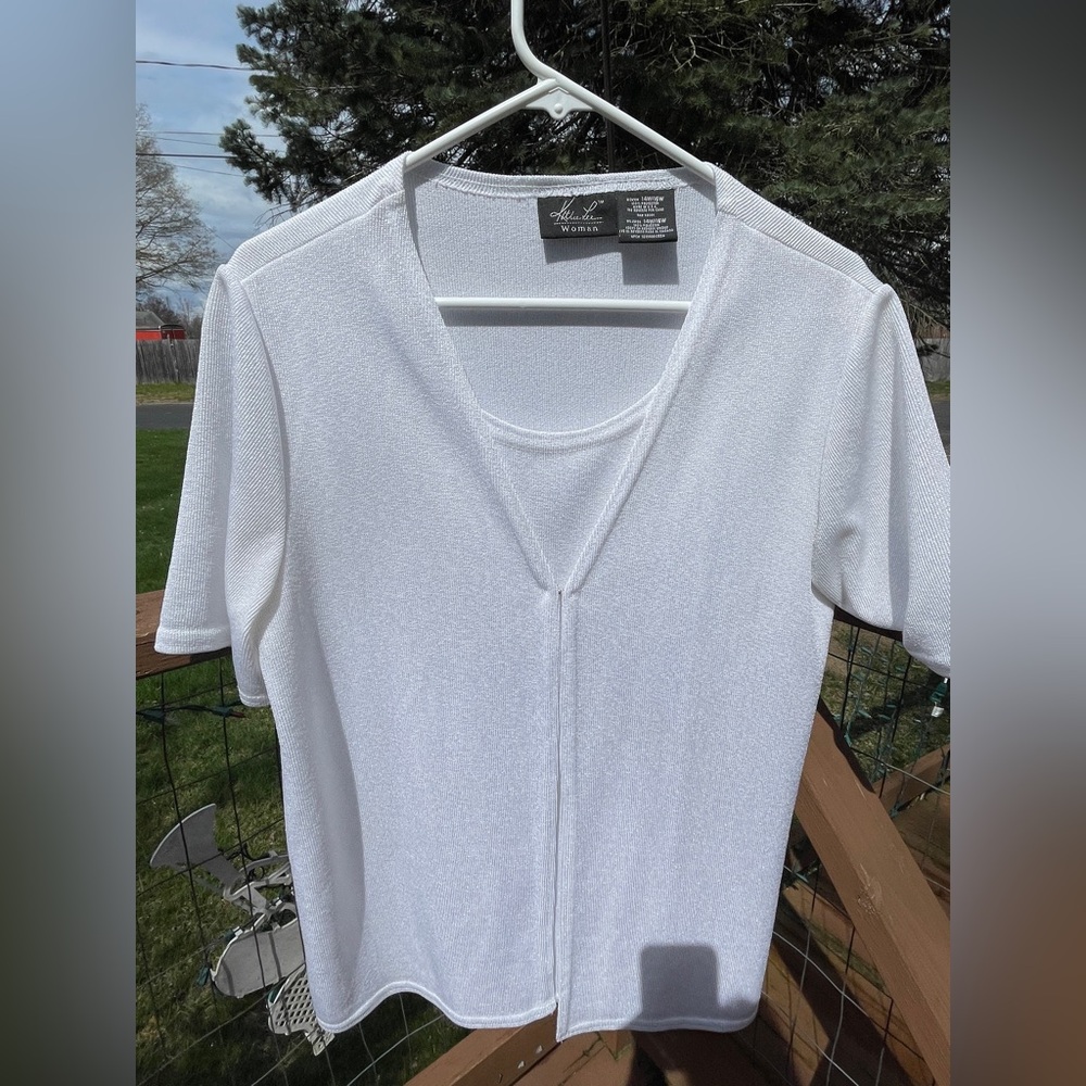 Women Vintage Katie Lee Collection White Short-Sleeve And Double Layer
Blouse